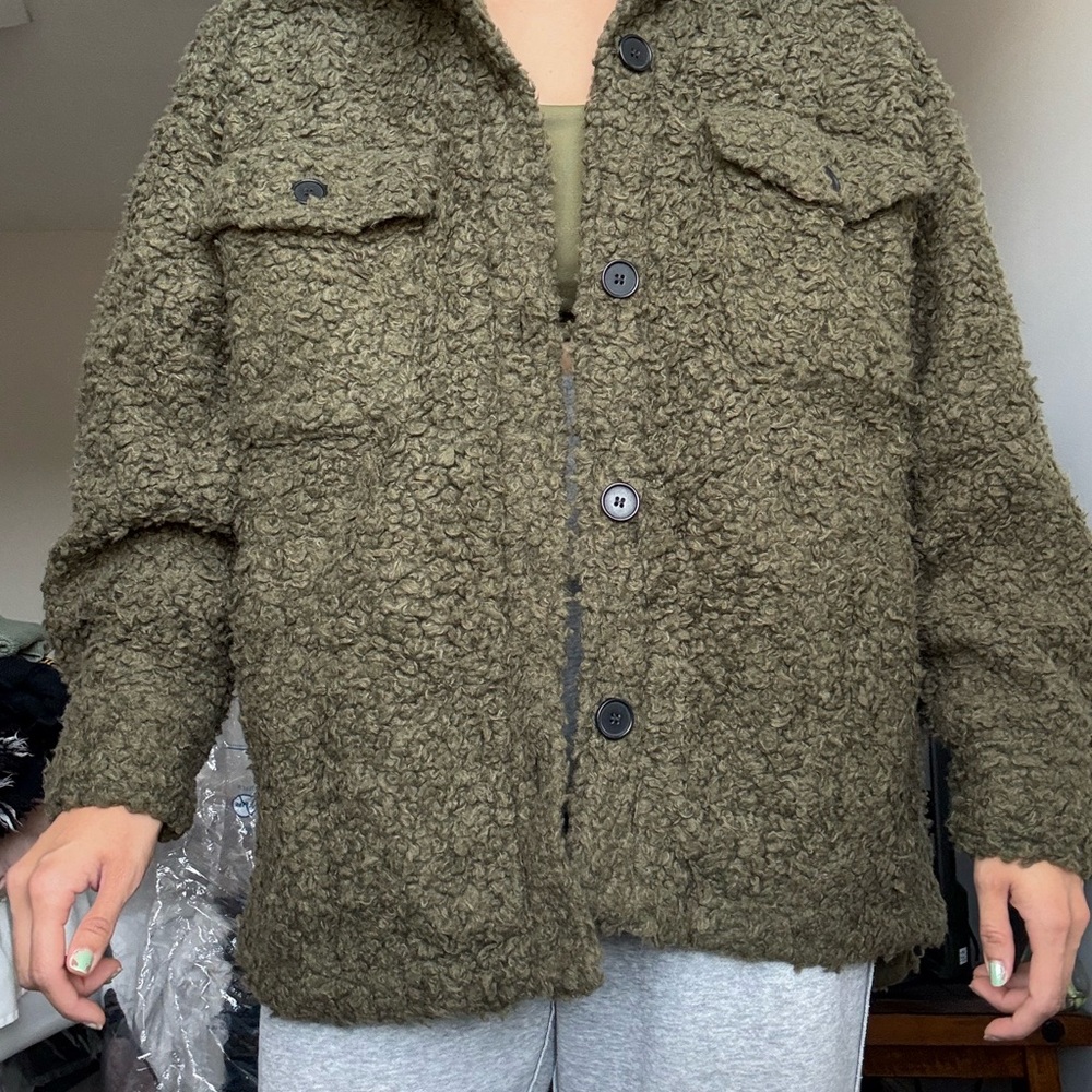 Olive Green Sherpa Jacket